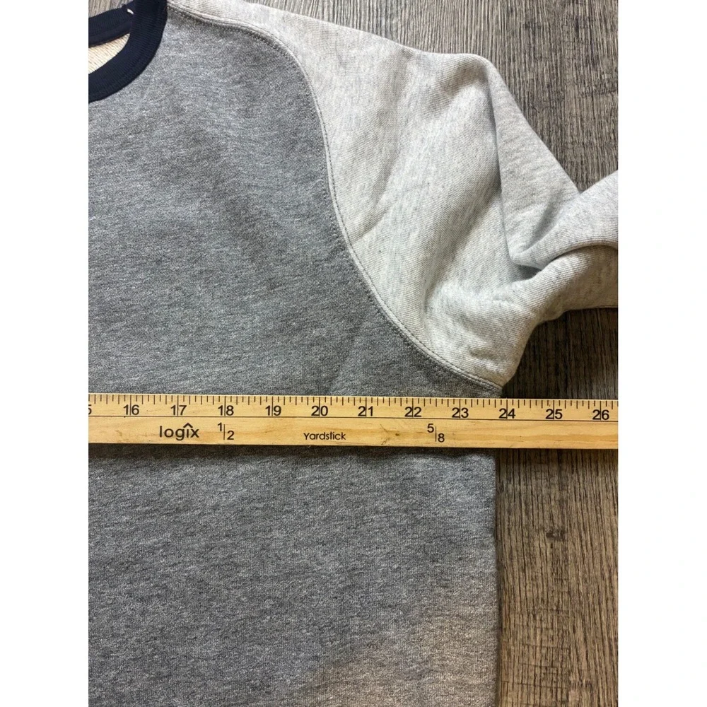 J. Crew Vintage Fleece Crewneck Colorblock Sweatshirt Grey Navy Blue Large